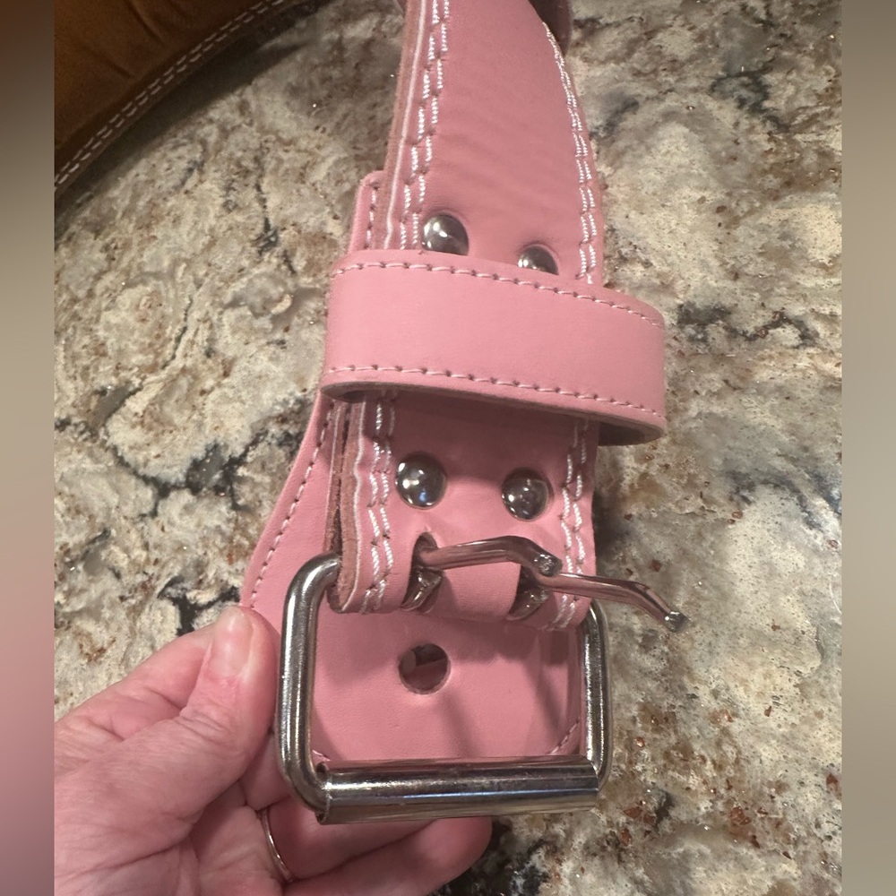 Pink Leather Weight Belt Emazerom Weight Lifting Belt For Ladies Size Large - Picture 6 of 11